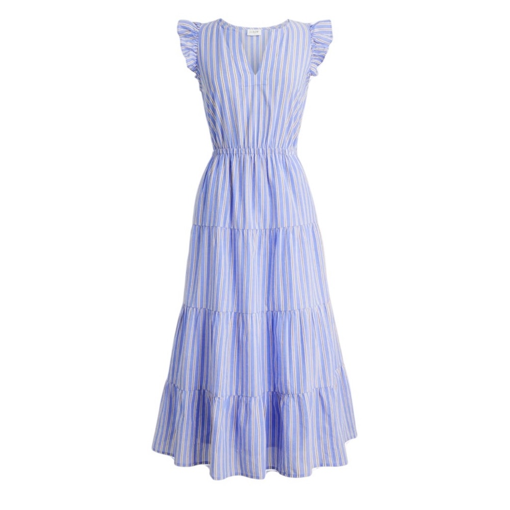 J. Crew Blue and White Striped Maxi Dress